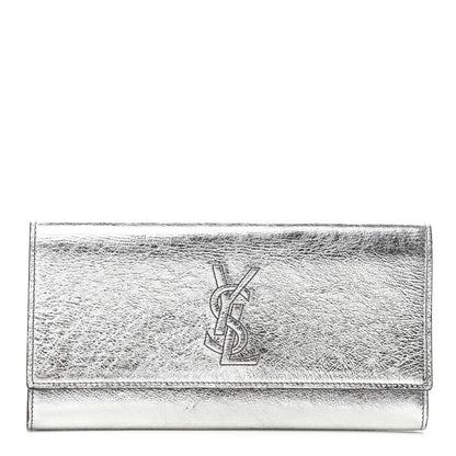 Saint Laurent Metallic Textured Calfskin Monogram Small Belle De Jour Clutch Silver 1 of 7