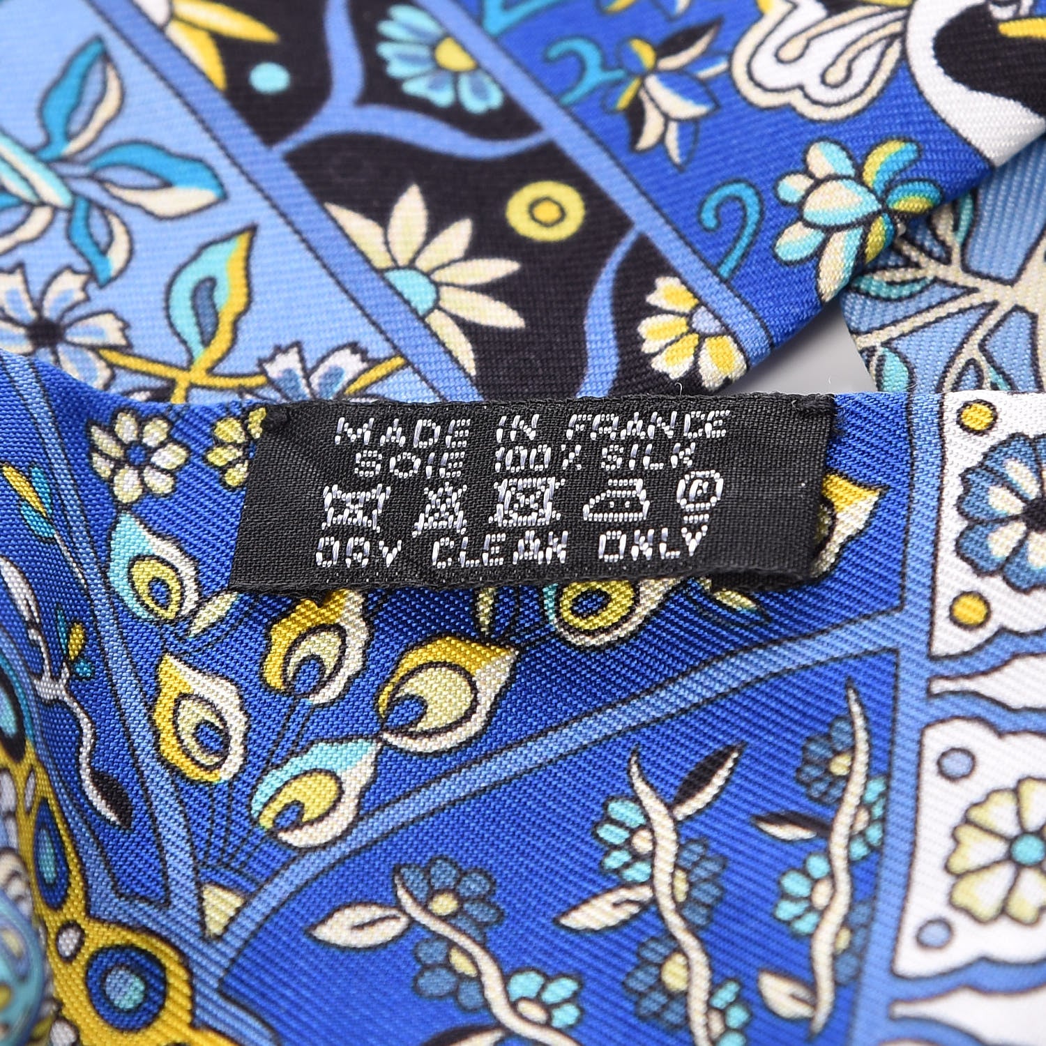 Hermes Silk Au Pays Des Oiseaux Fleurs Twilly Bleu Dur Jaune Vif Turquoise 3 of 5