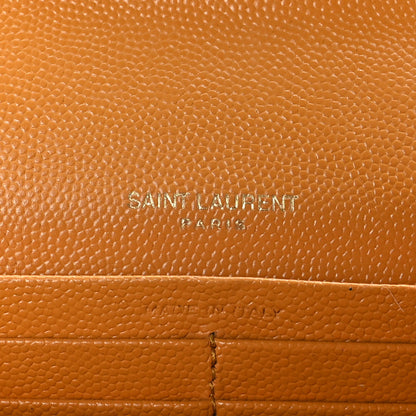 Saint Laurent Calfskin Matelasse Chevron Monogram Flap Wallet Natural Dark 8 of 9