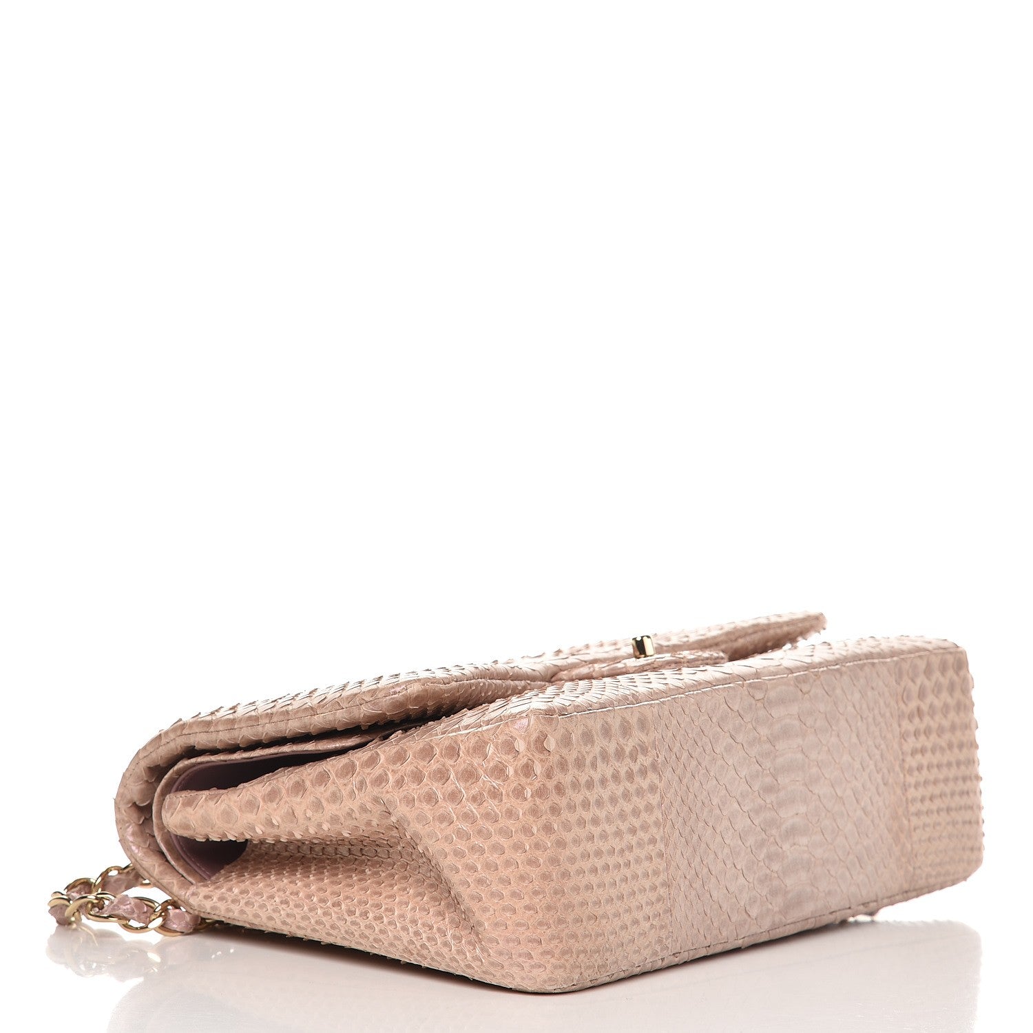 Chanel Metallic Python Jumbo Double Flap Pink 5 of 7