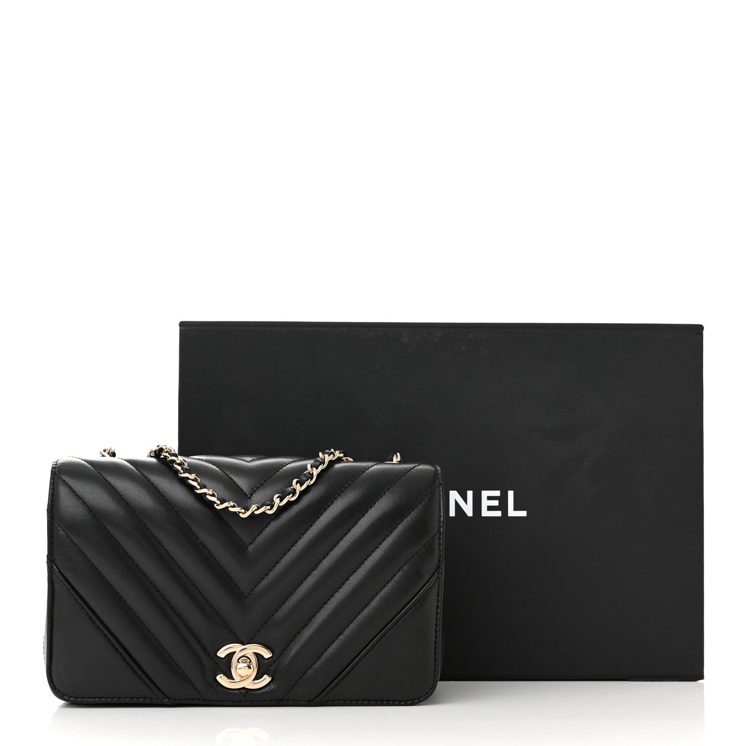 Chanel Calfskin Chevron Quilted Mini Statement Flap Black 11 of 11