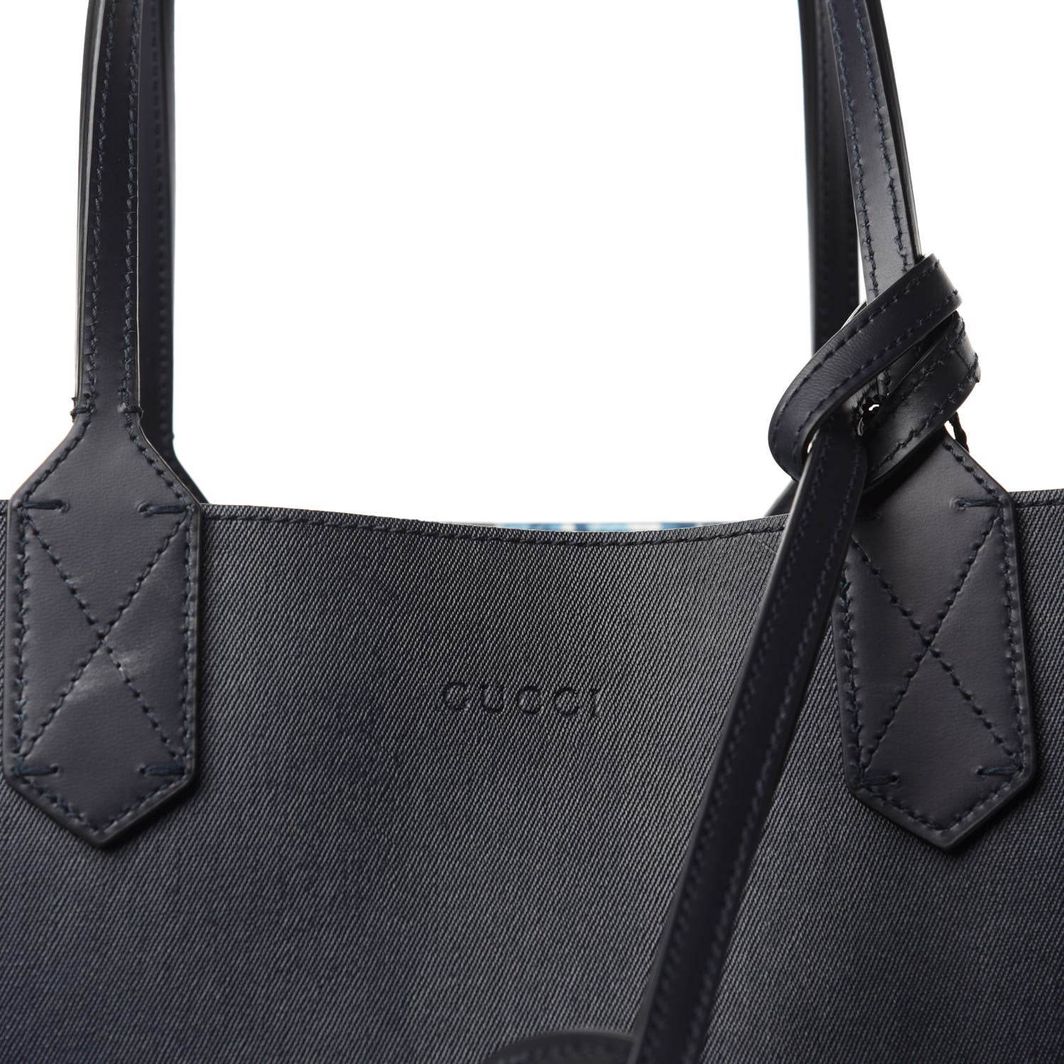 Gucci GG Supreme Monogram Blooms Small Reversible Tote Beige Blue Navy 17 of 17
