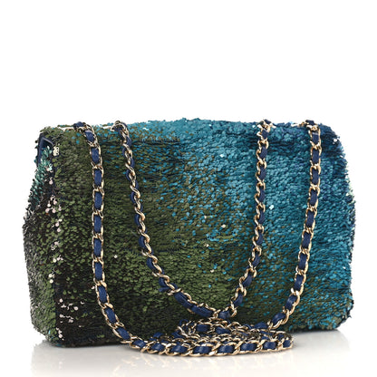 Chanel Shaded Sequins Mini Flap Light Green Dark Brown White Blue 3 of 10