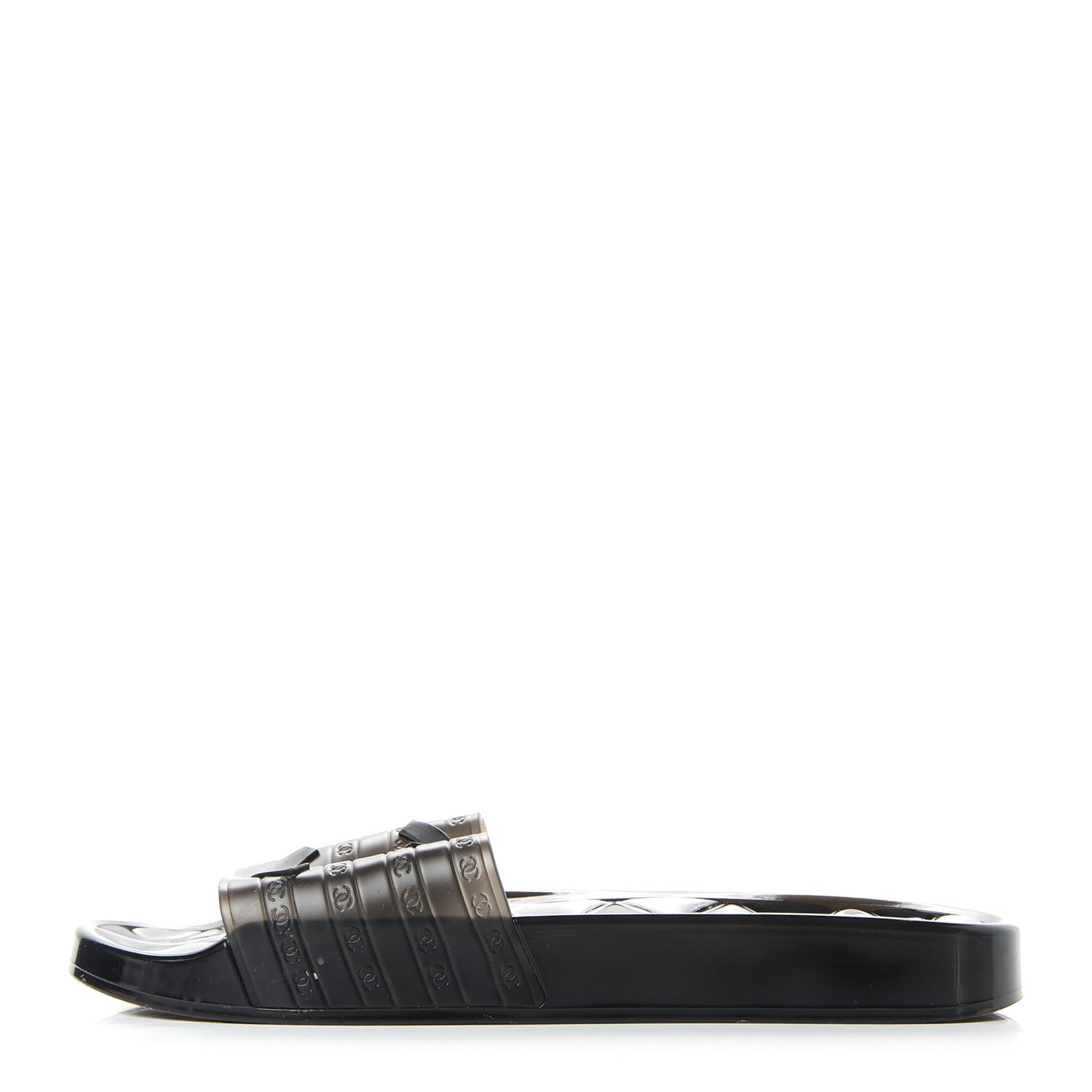 PVC Transparent CC Flat Slide Sandals 42 Black