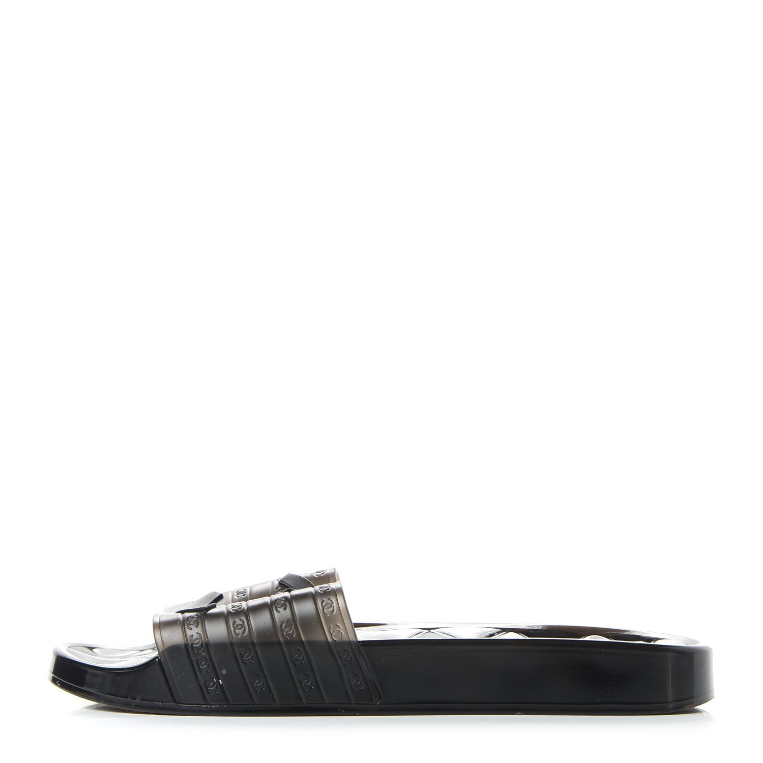 Chanel PVC Transparent CC Flat Slide Sandals 42 Black 1 of 9