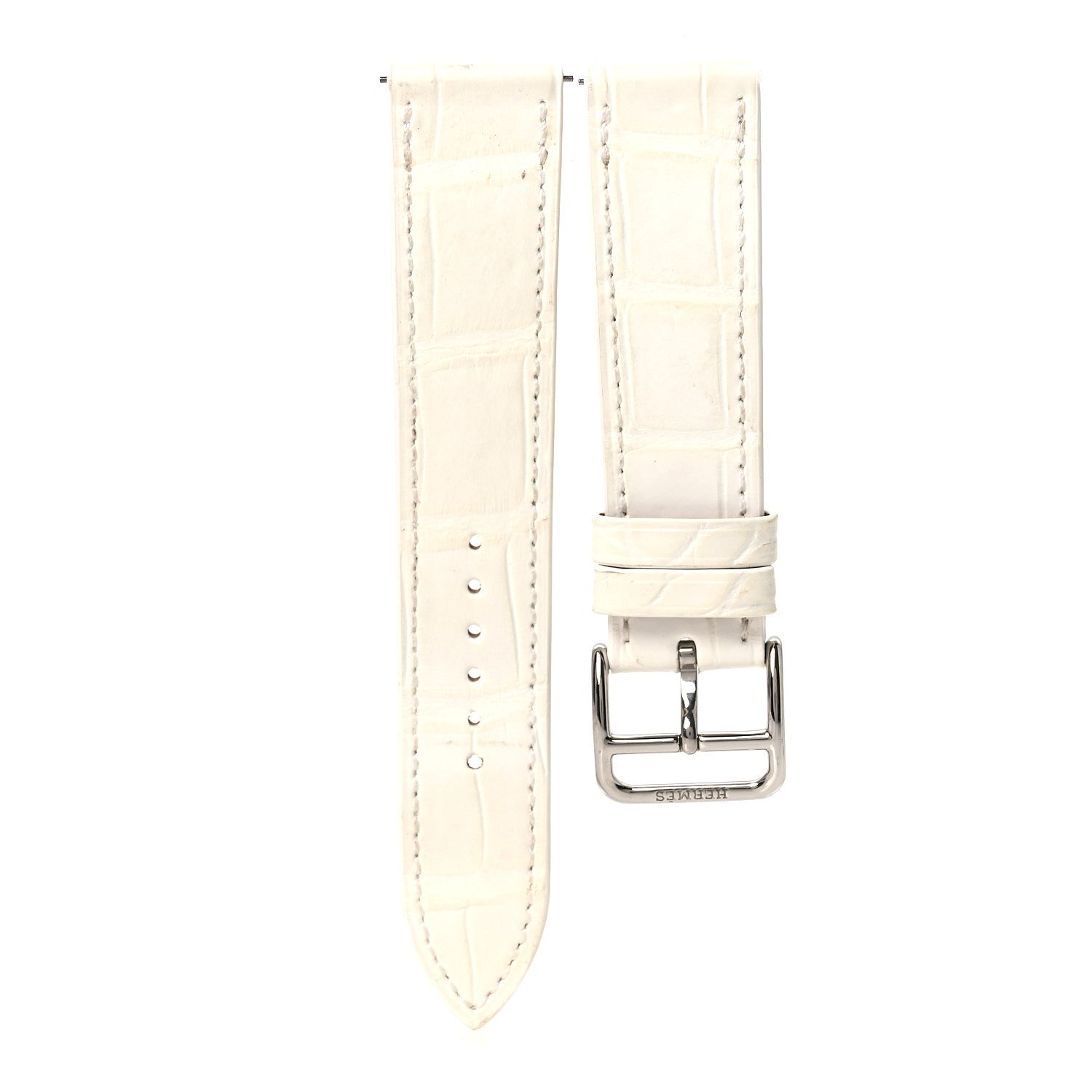 Hermes Matte Alligator Single Tour Watch Strap White 1 of 7