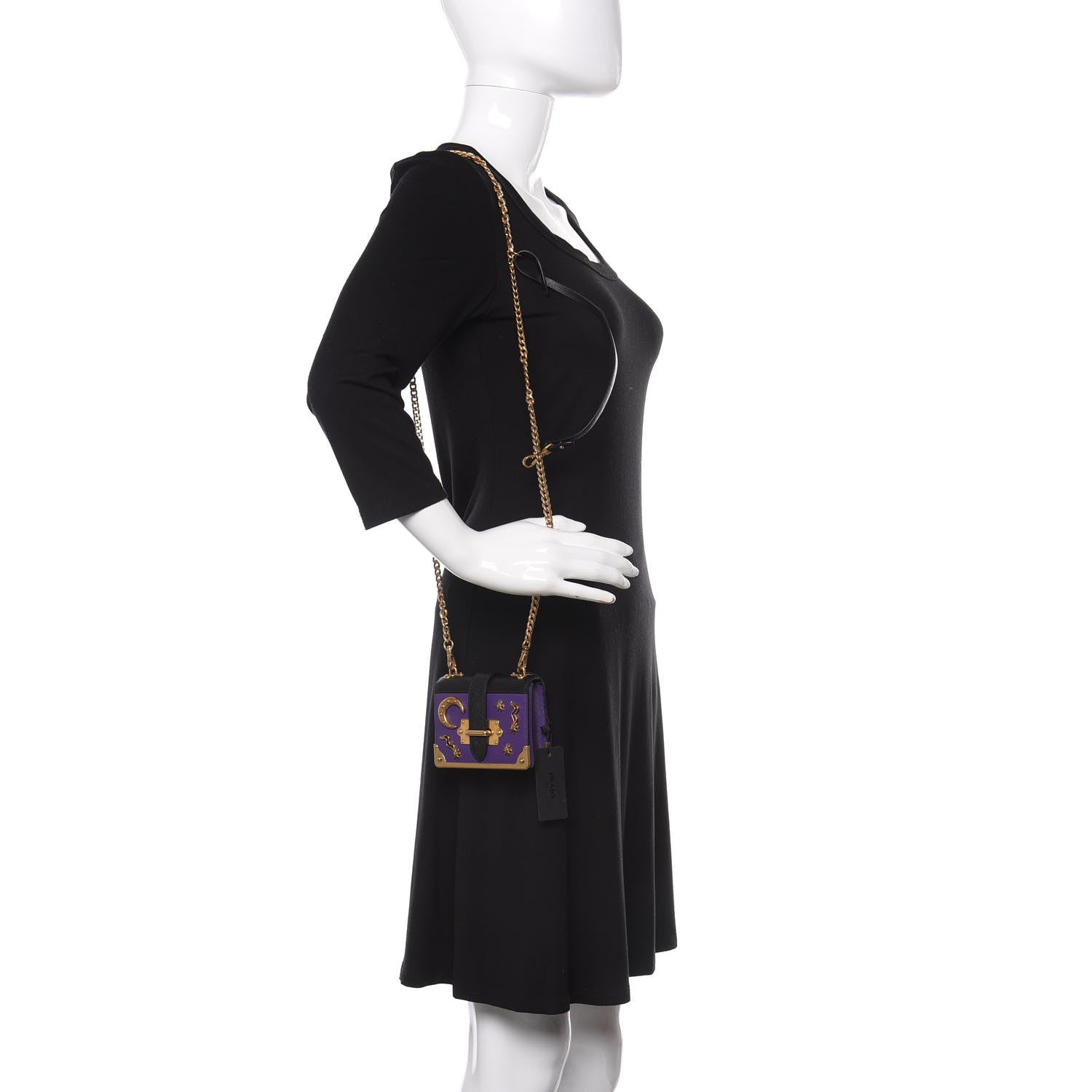 Prada Saffiano Astrology Mini Cahier Bag Viola Black 2 of 9