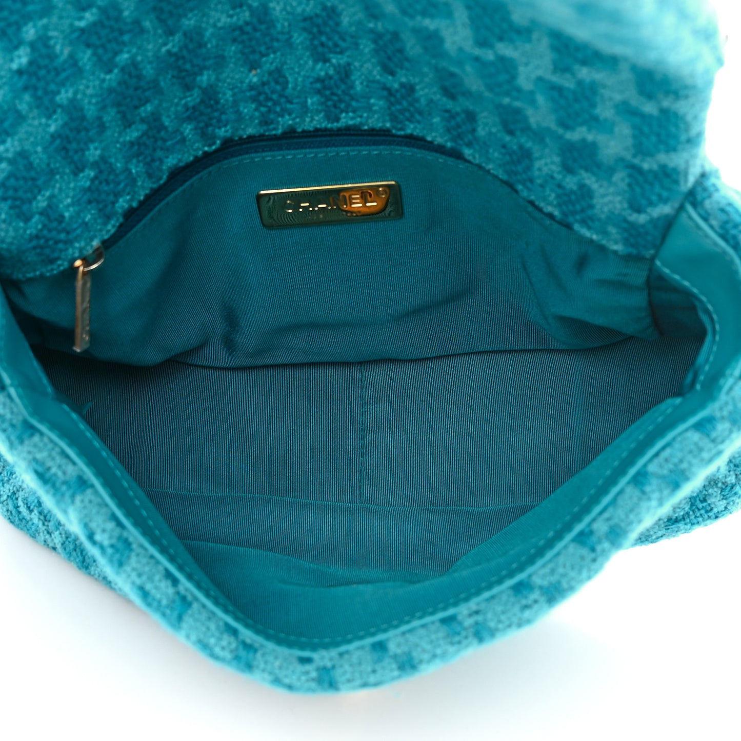 Tweed Quilted Medium Chanel 19 Flap Turquoise