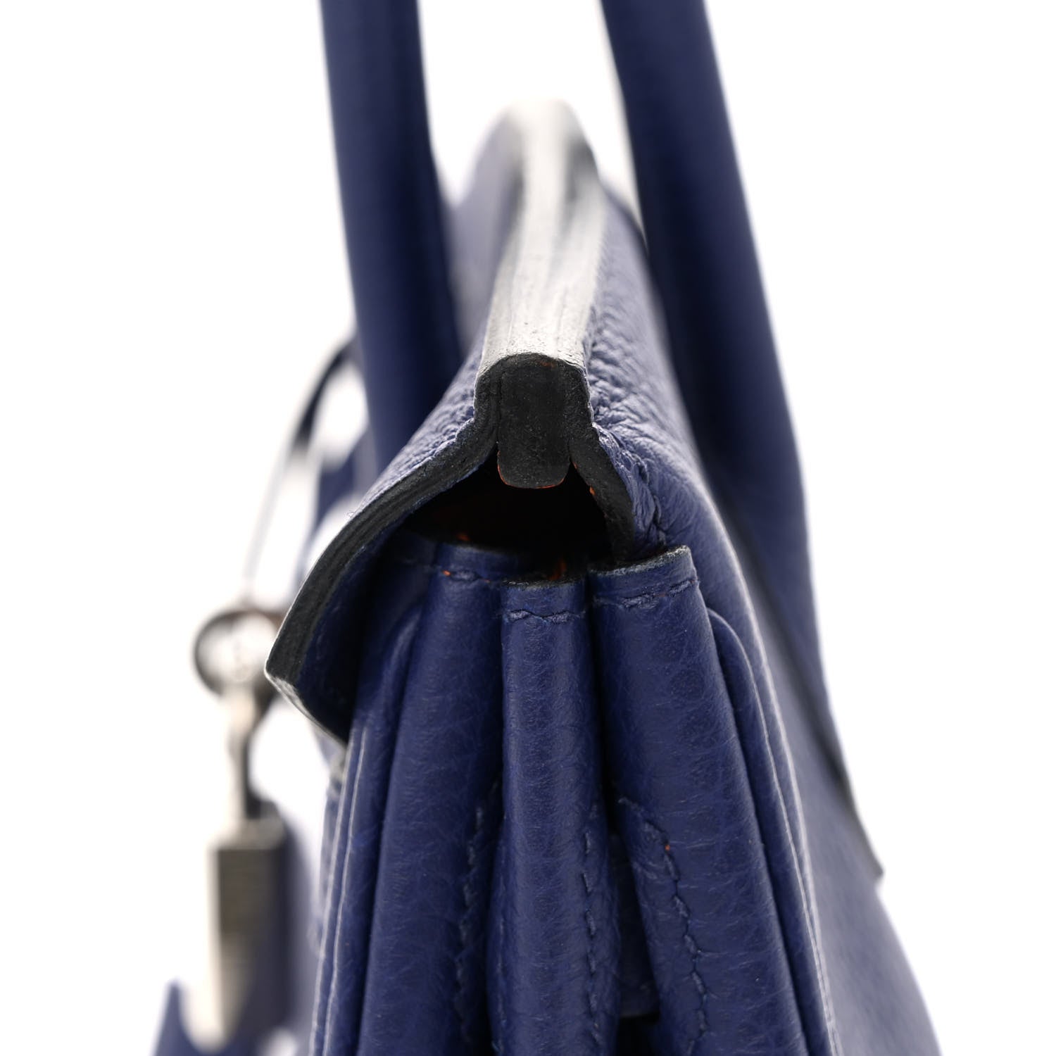 Hermes Togo Verso Birkin 25 Bleu Encre Orange 11 of 12
