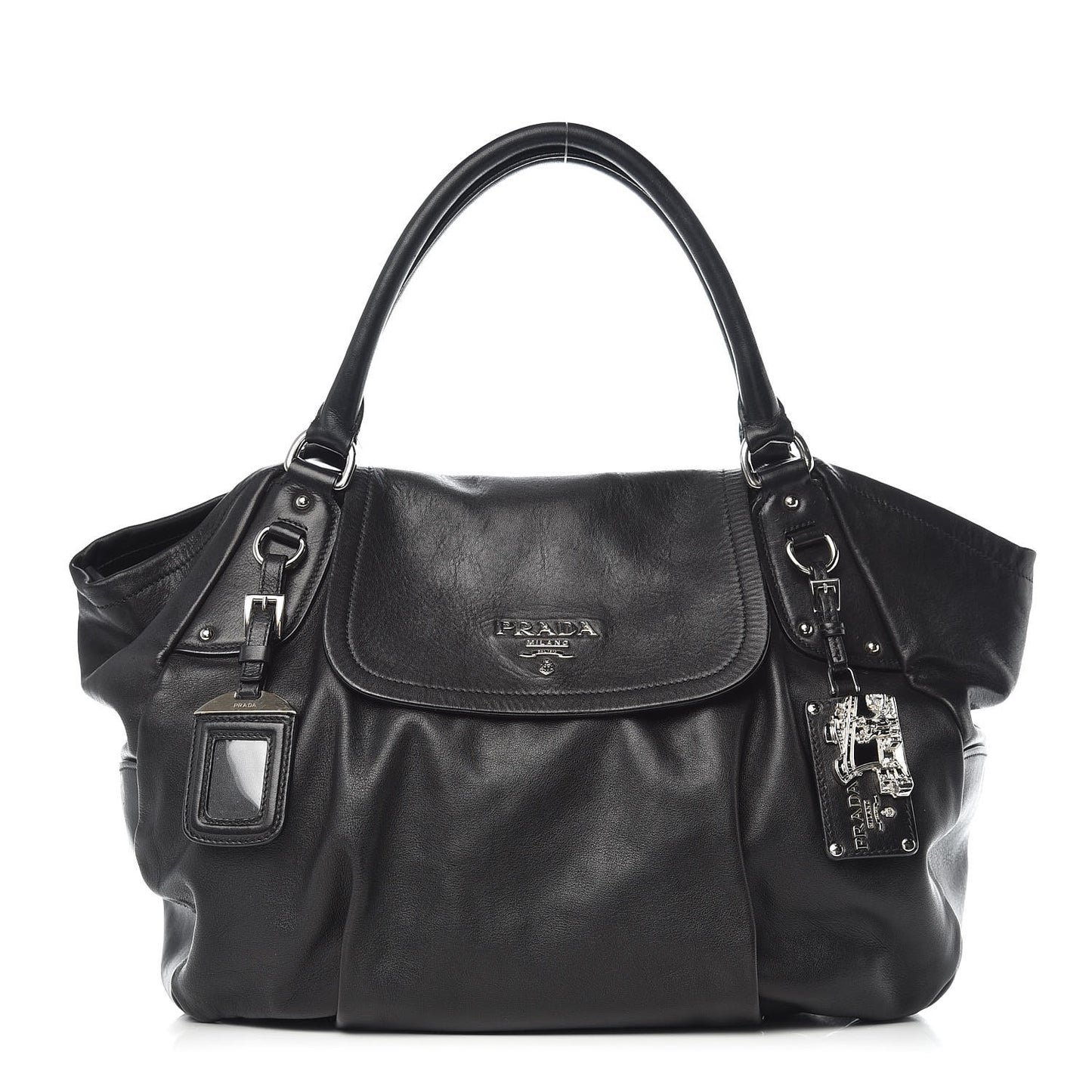 Soft Calfskin Flap Shoulder Bag Black