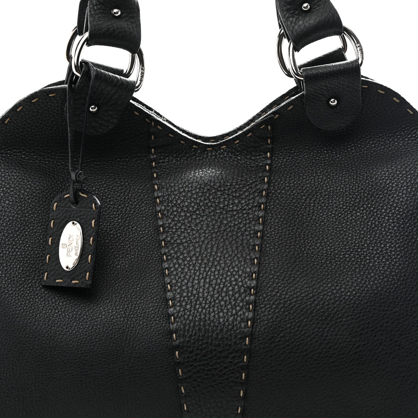 Calfskin Romano Selleria Diablo Large Shopper Black