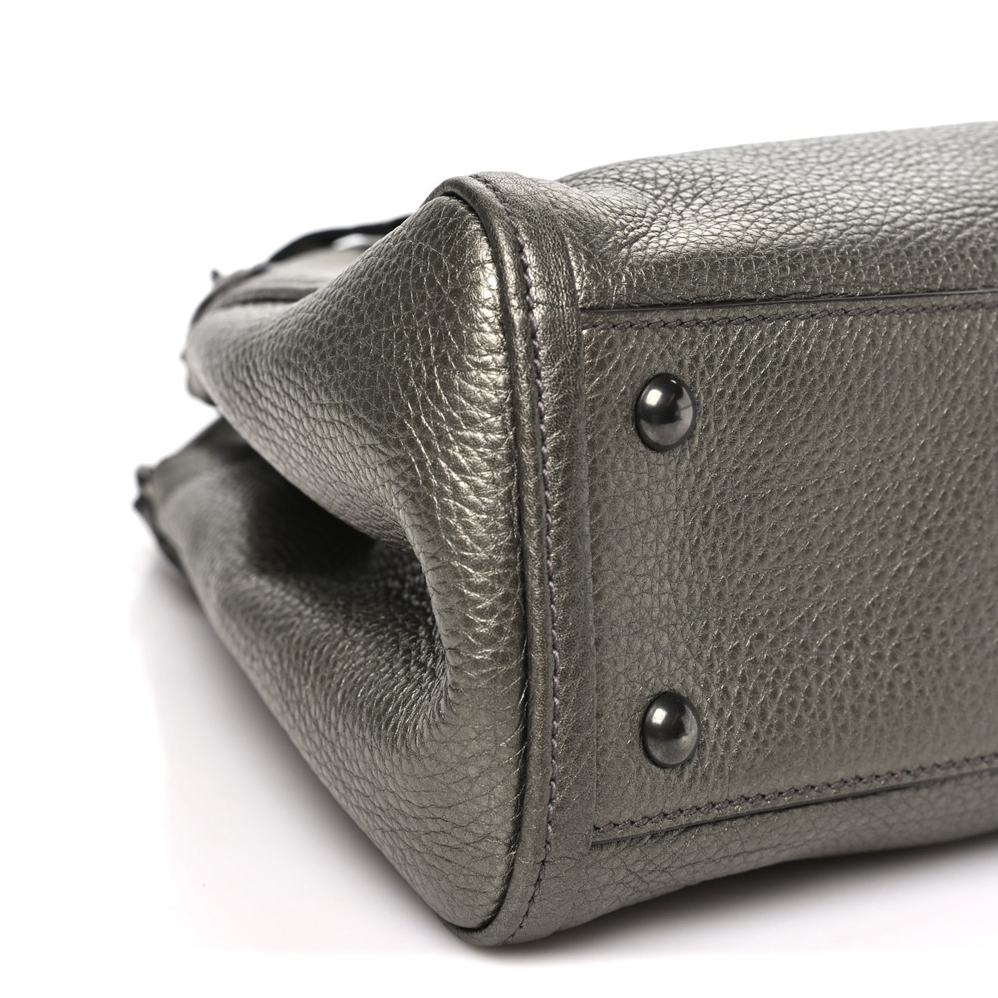 Metallic Pebbled Calfskin Small Soho Shoulder Bag Golden Beige