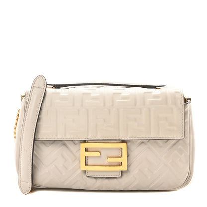 Fendi Nappa Small FF Embossed Midi Chain Baguette Ghiaia 1 of 11