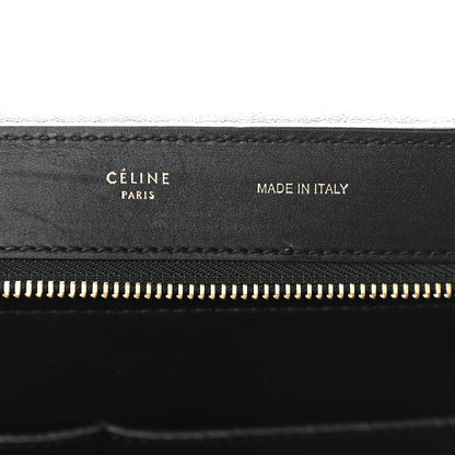 Celine Crocodile Embossed Calfskin Suede Medium Trapeze Black 7 of 9