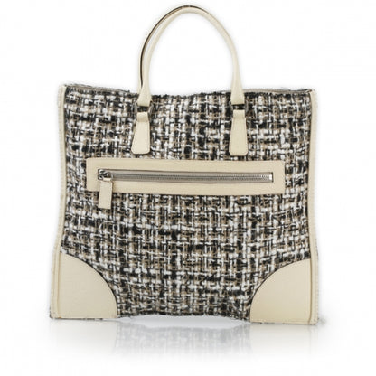 Prada Tweed Vitello Flat Tote 1 of 9