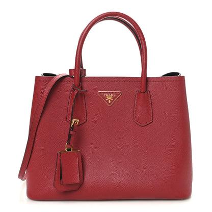 Prada Saffiano Cuir Medium Double Bag Fuoco Black 1 of 9