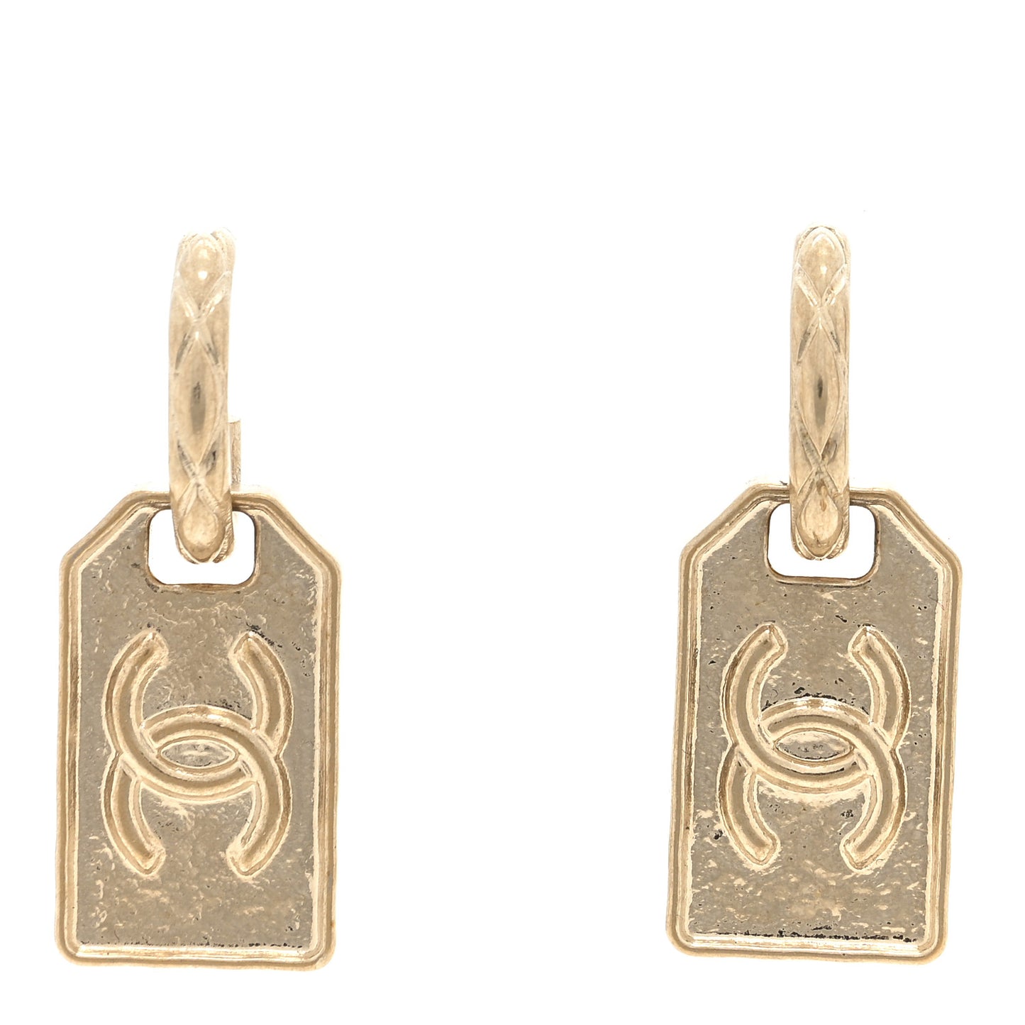 CC Tag Drop Earrings Gold