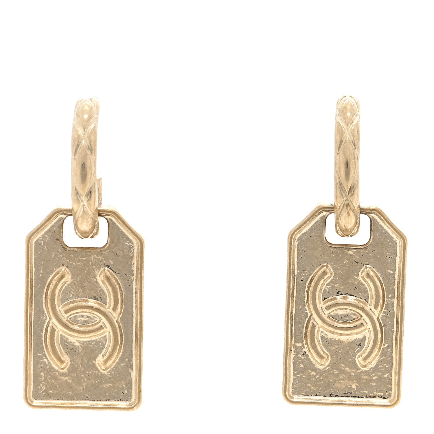 Chanel CC Tag Drop Earrings Gold 1 of 4