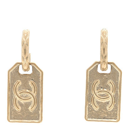 Chanel CC Tag Drop Earrings Gold 1 of 4