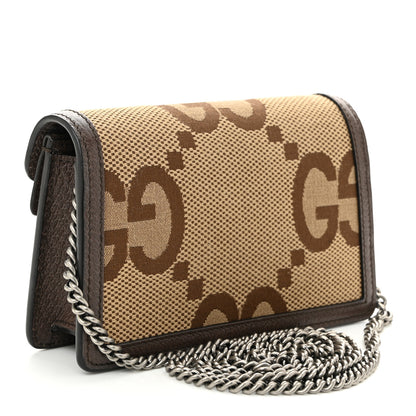Gucci Monogram Jumbo GG Textured Dollar Calfskin Super Mini Dionysus Shoulder Bag Camel Ebony New Acero 3 of 11