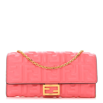 Fendi Nappa Matisse FF Embossed Continental Wallet On Chain Pink Dalia 1 of 11