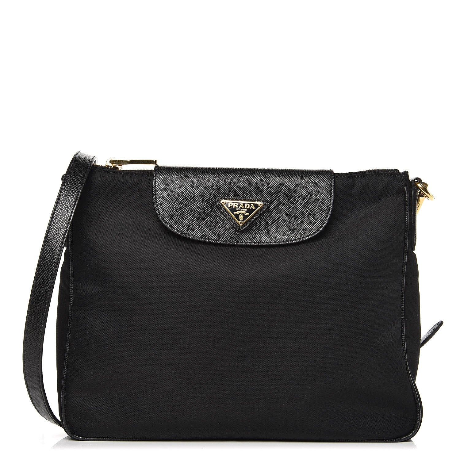 Prada Tessuto Nylon Saffiano Crossbody Bag Nero Black 1 of 8