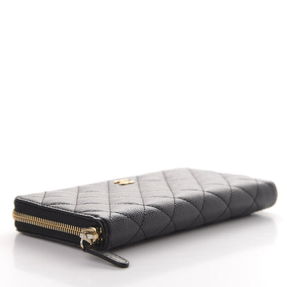 Chanel Caviar Quilted Large Gusset Zip Around Wallet Black 4 of 12