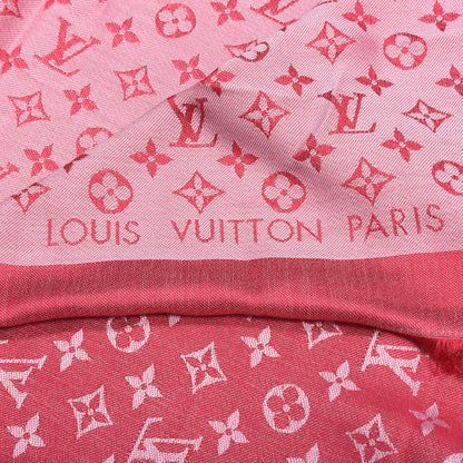 Louis Vuitton Silk Wool Monogram Denim Shawl Pivoine 3 of 4