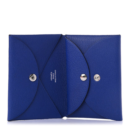 Hermes Chevre Mysore Calvi Duo Card Case Bleu Electrique 5 of 7