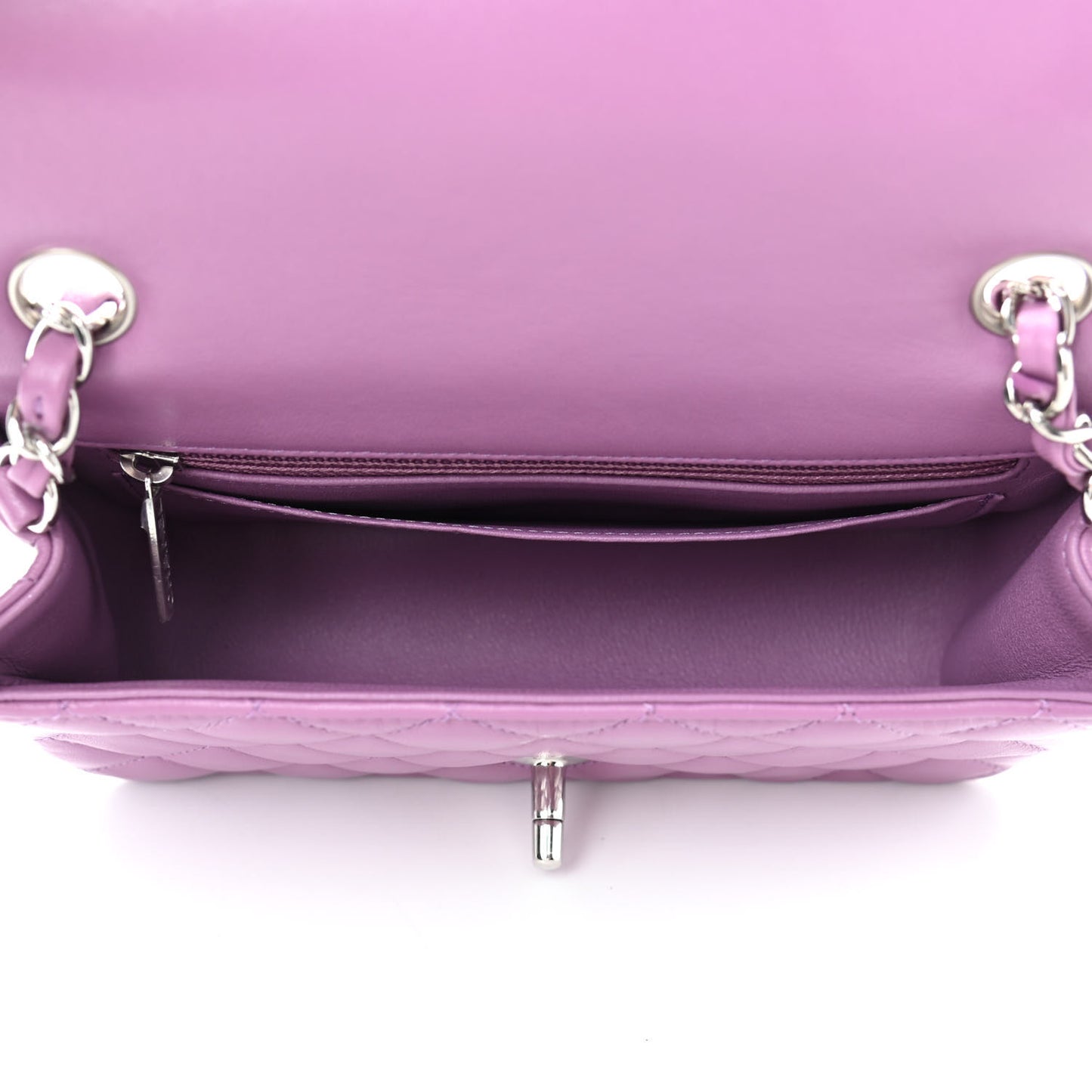 Lambskin Quilted Mini Rectangular Flap Purple
