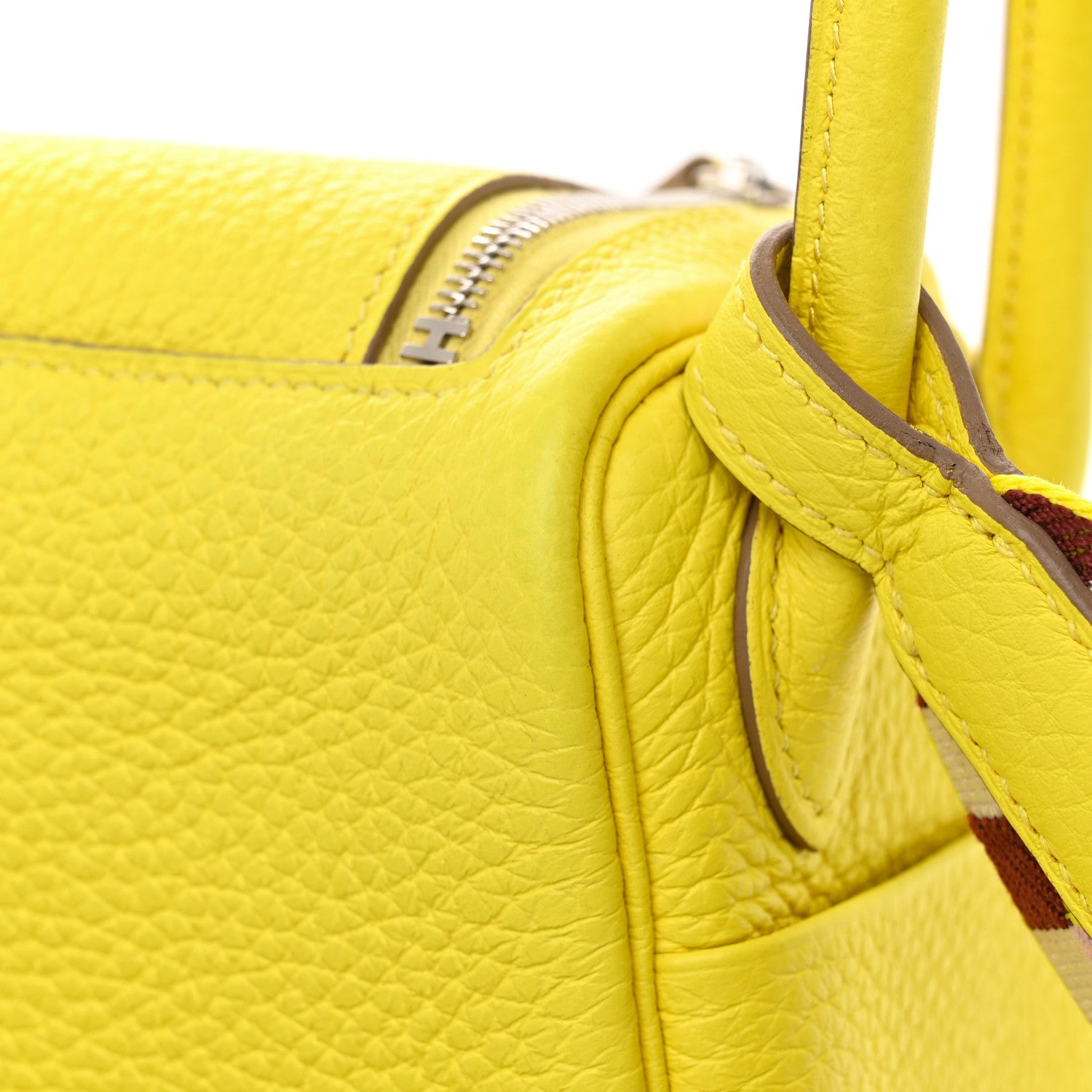 Hermes Taurillon Clemence Maxi Quadrille Mini Lindy 20 Lime Citron 11 of 12