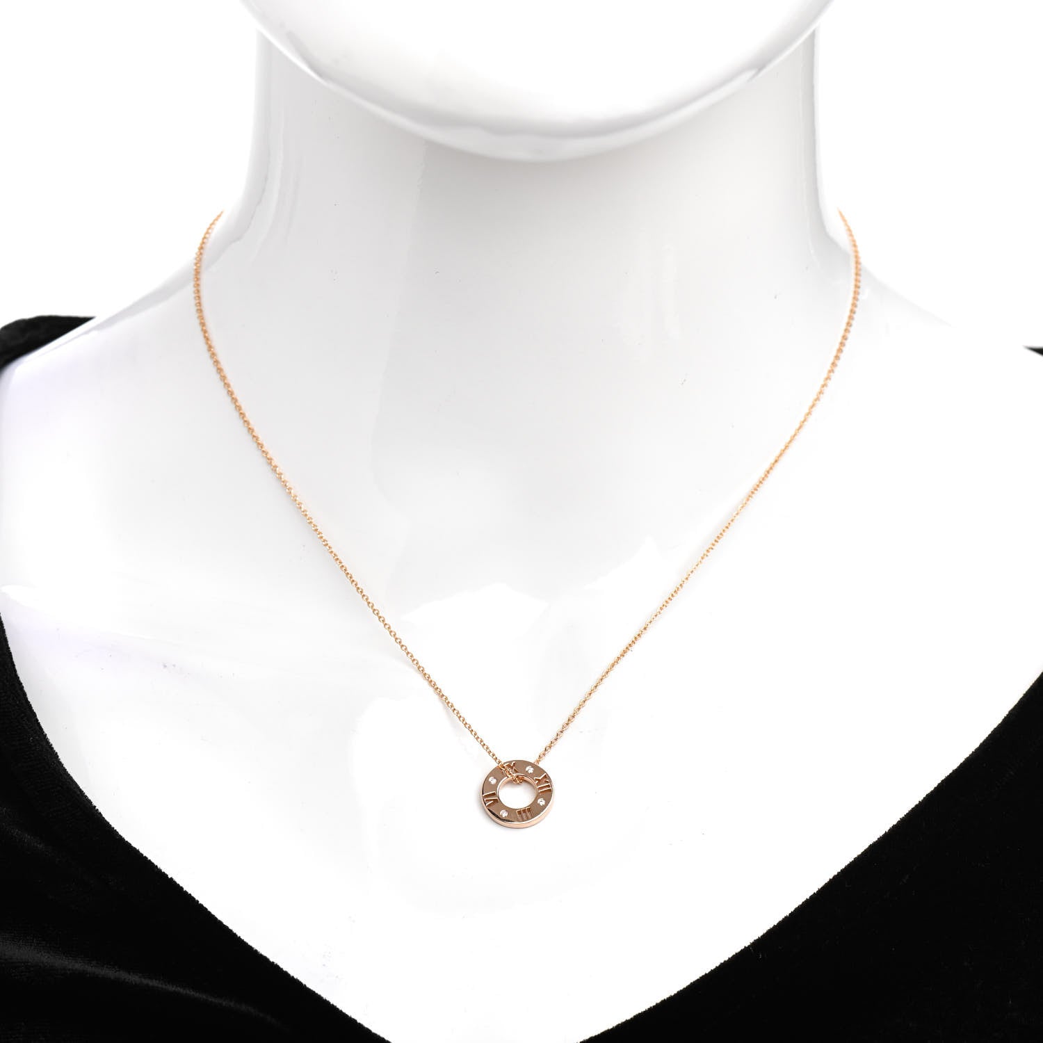 Tiffany 18K Rose Gold Diamond Atlas Pierced Pendant Necklace 2 of 5