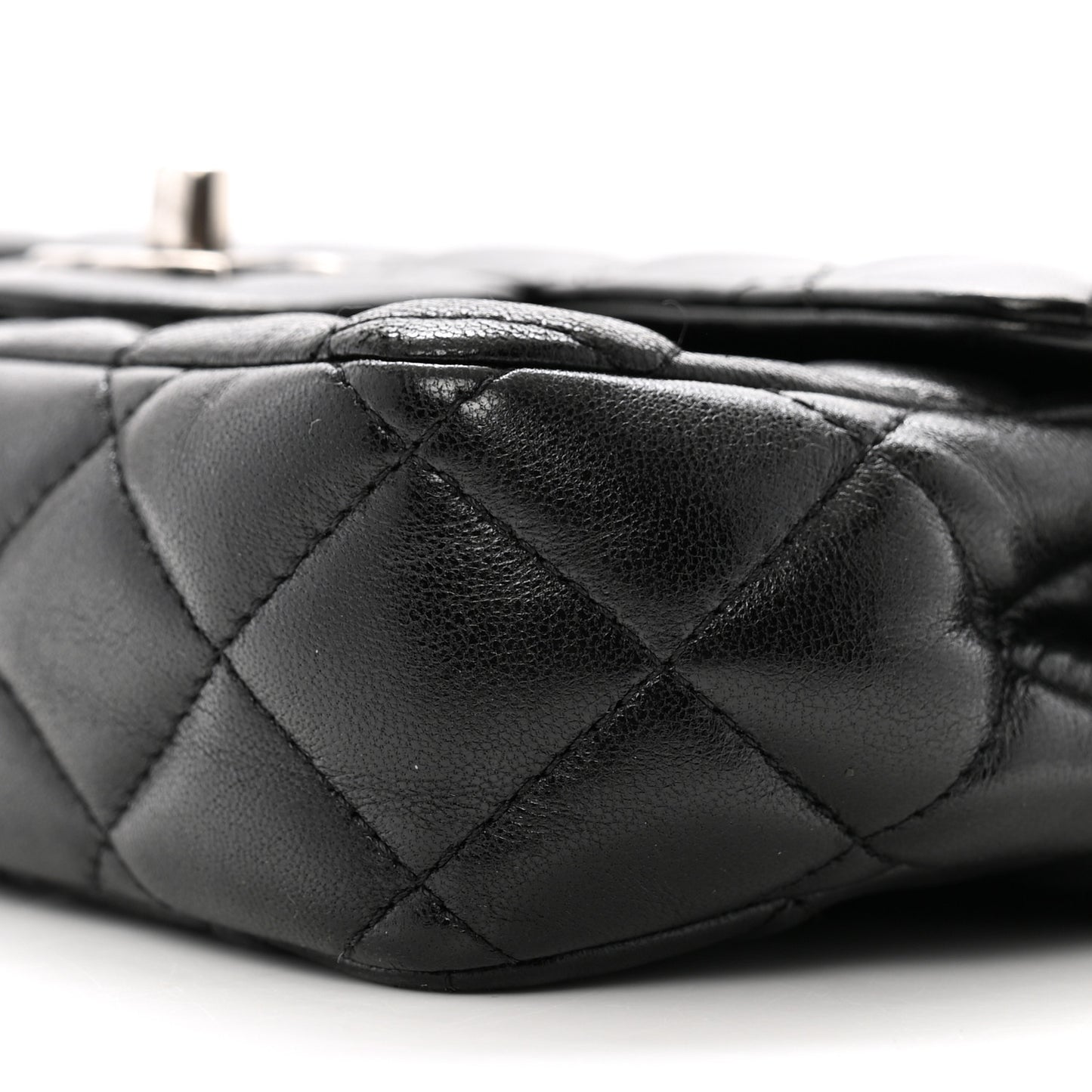Lambskin Quilted Mini Around the World Flap Black