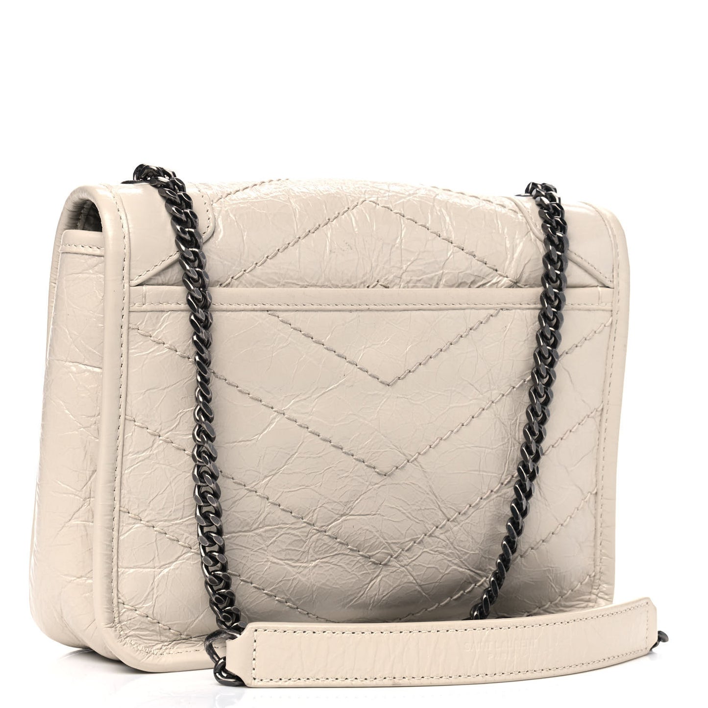 Crinkled Calfskin Matelasse Monogram Niki Chain Wallet Crema Soft