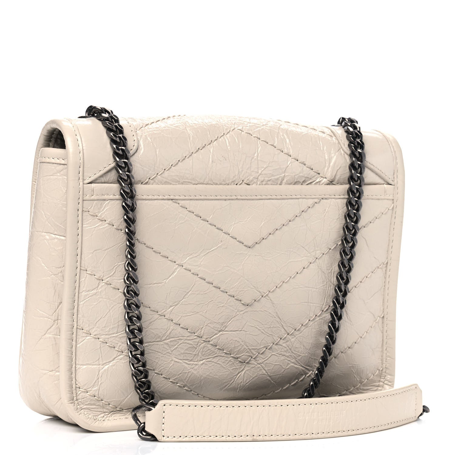 Saint Laurent Crinkled Calfskin Matelasse Monogram Niki Chain Wallet Crema Soft 2 of 5