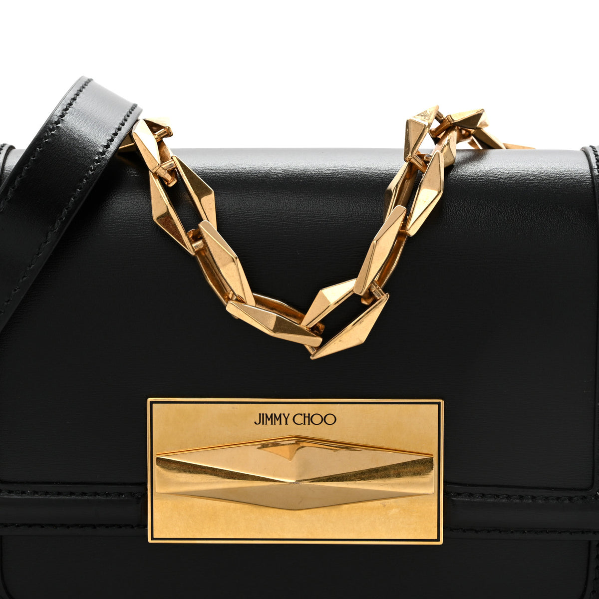 Box Calfskin Diamond Crossbody Bag Black