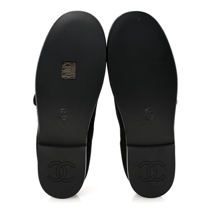 Chanel Suede Cap Toe CC Mary Jane Flats 37 Black 6 of 10