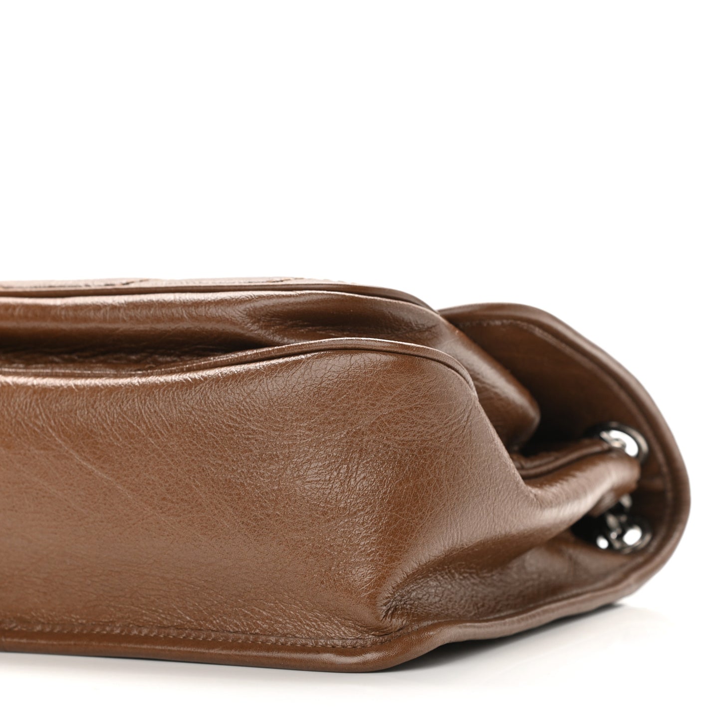 Crinkled Calfskin Matelasse Monogram Medium Niki Chain Satchel Tan Brown