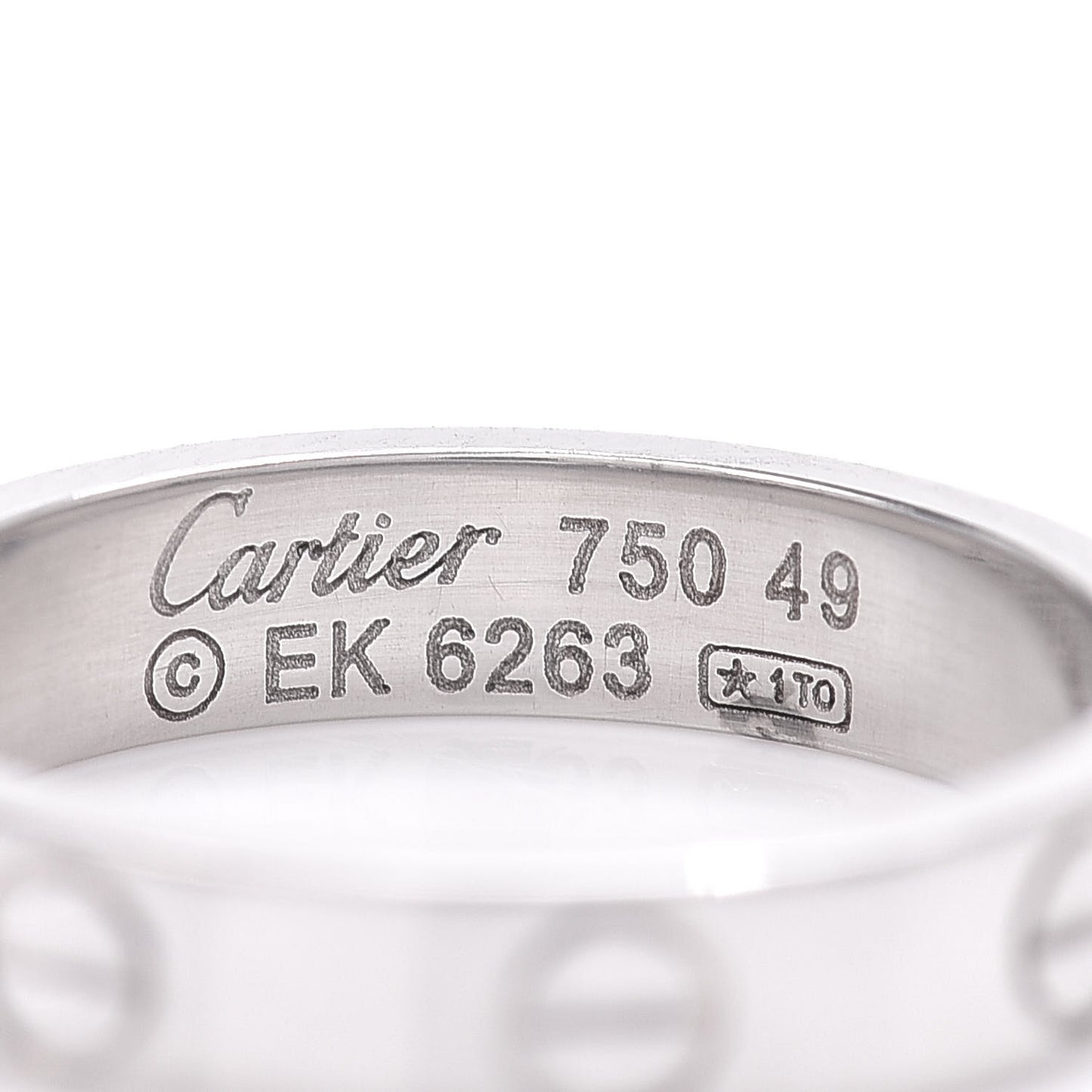 18K White Gold 3.5mm LOVE Wedding Band Ring 49 4.75