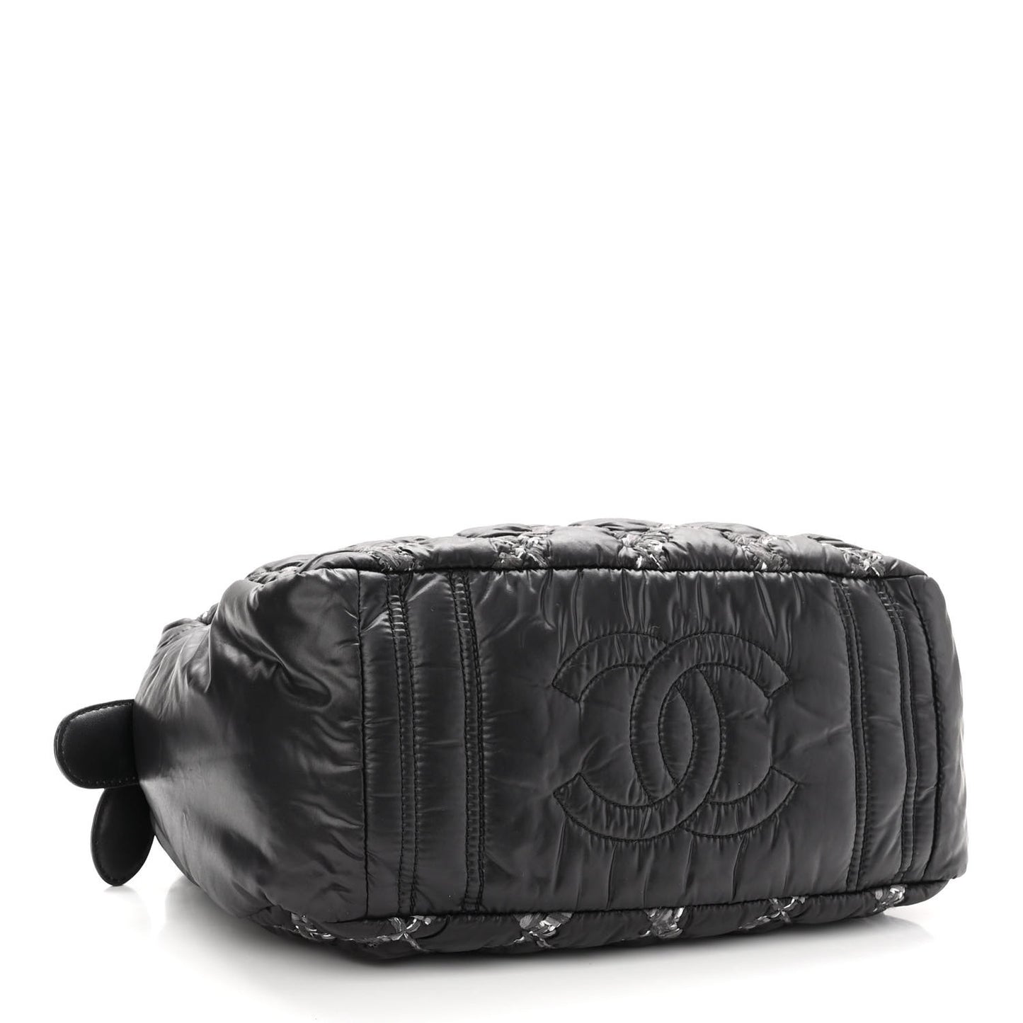 Nylon Quilted Tweed Stitch Bubble Camera Case Black