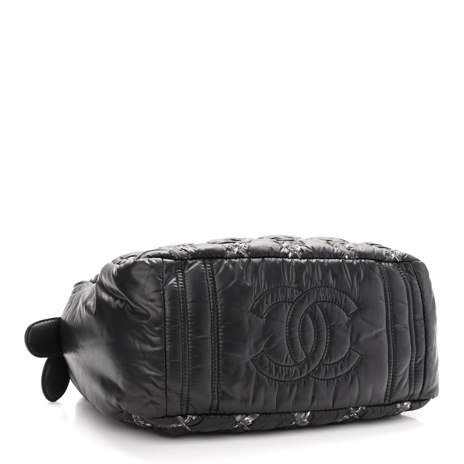 Chanel Nylon Quilted Tweed Stitch Bubble Camera Case Black 4 of 10