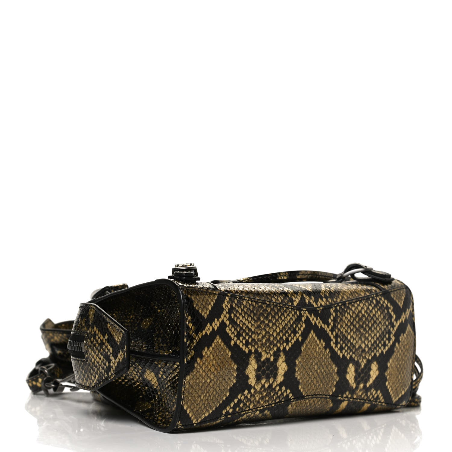 Balenciaga Grained Calfskin Snake Effect Neo Classic Silver Hardware Mini City Gold Black 4 of 11