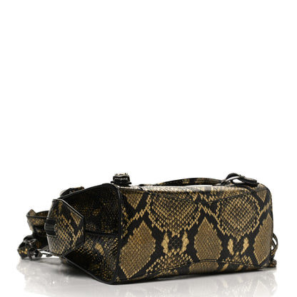 Balenciaga Grained Calfskin Snake Effect Neo Classic Silver Hardware Mini City Gold Black 4 of 11