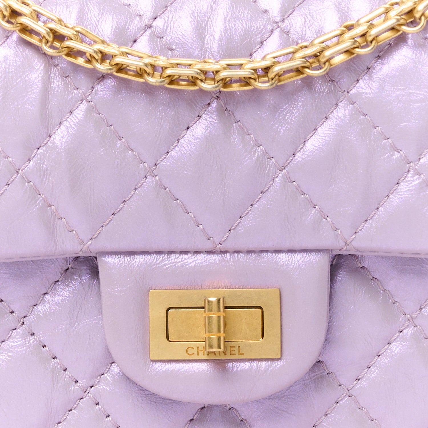 Chanel Glittered Aged Calfskin Quilted Mini 2.55 Reissue Flap Lilac 9 of 11