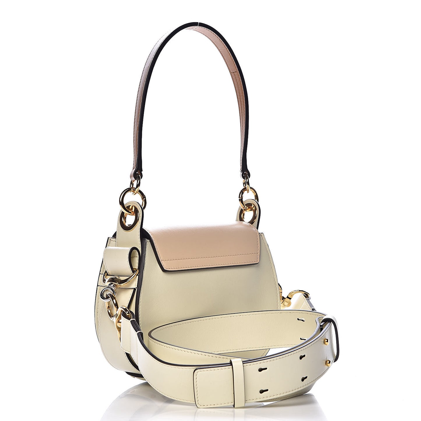 Calfskin Crocodile Embossed Small Tess Bag White Beige