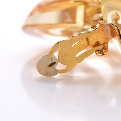 Chanel Resin CC Drop Clip On Earrings Gold 5 of 6