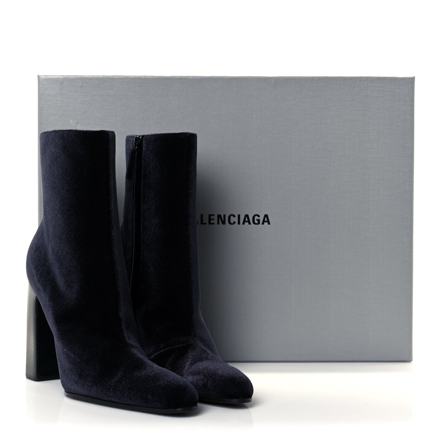 Balenciaga Smooth Velvet Ankle Boots 39 Navy 11 of 11
