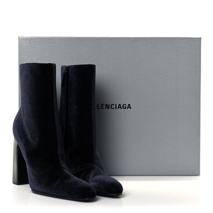 Balenciaga Smooth Velvet Ankle Boots 39 Navy 11 of 11