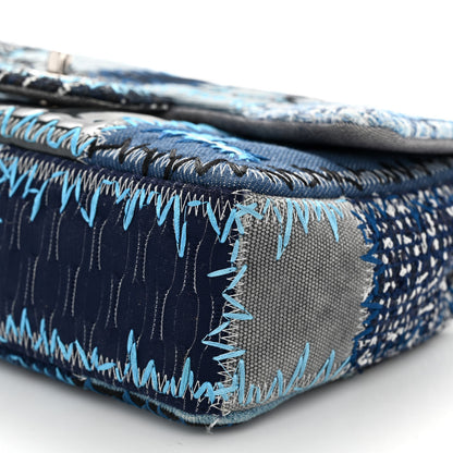 Chanel Denim Tweed Patchwork Medium Single Flap Blue 10 of 12
