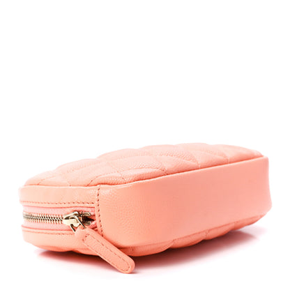 Chanel Caviar Quilted Small Curvy Pouch Cosmetic Case Light Orange 4 of 11